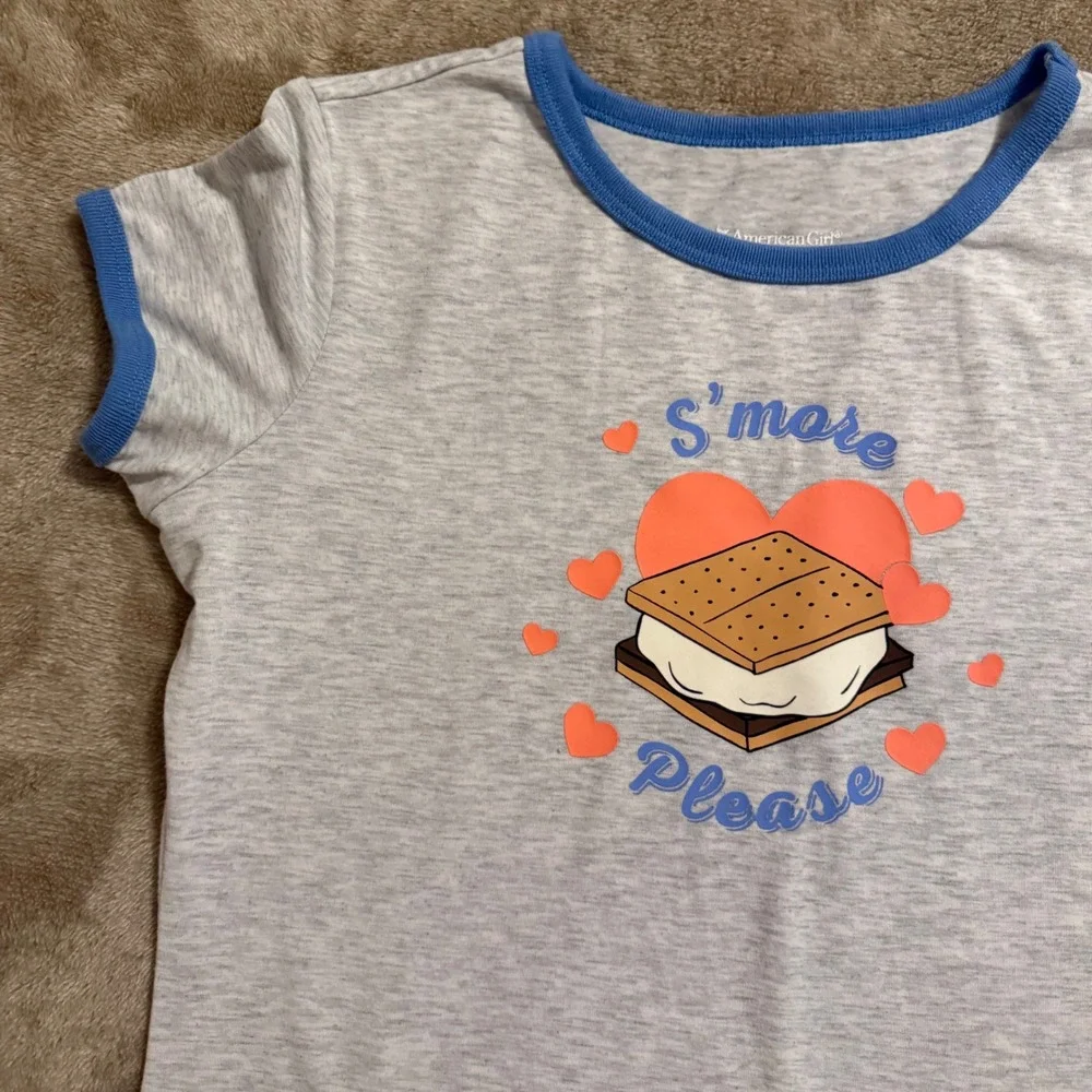 American Girl Kids S'more Please Pajama Set Gray Blue Size L 14/16 PJs